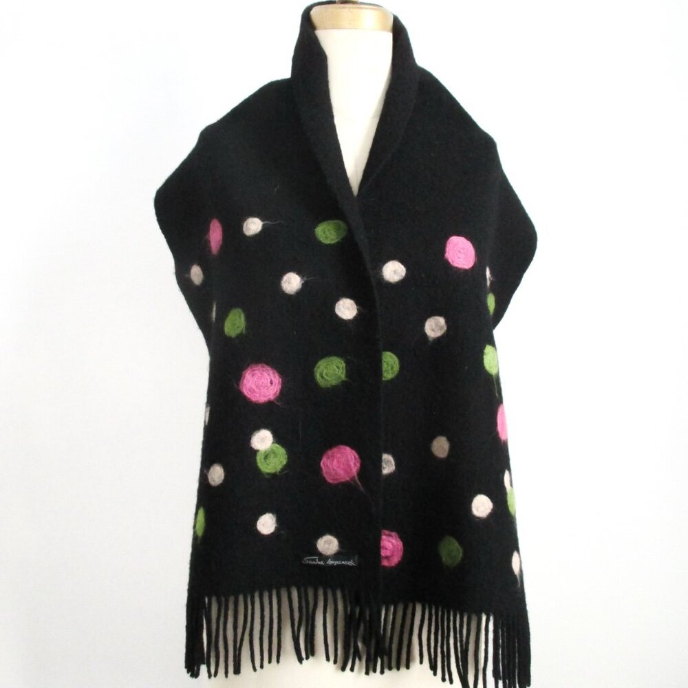 Needle Felted Wool Scarf Polka Dots Sandra Angelozzi - Picture 6 of 6